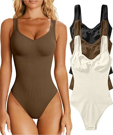 Seamless Tummy Control Bodysuit with Square Neck and Thong Design for Modern Women - 2023 Edition