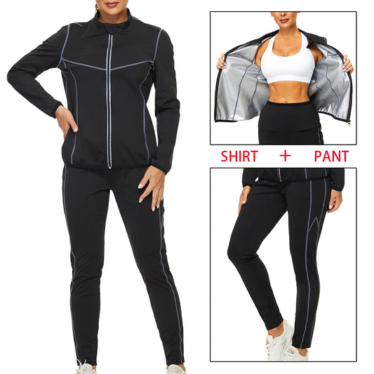 SEXYWG Women's Thermo Fitness Suit - Sweat-Inducing Gym Wear for Weight Loss and Body Shaping