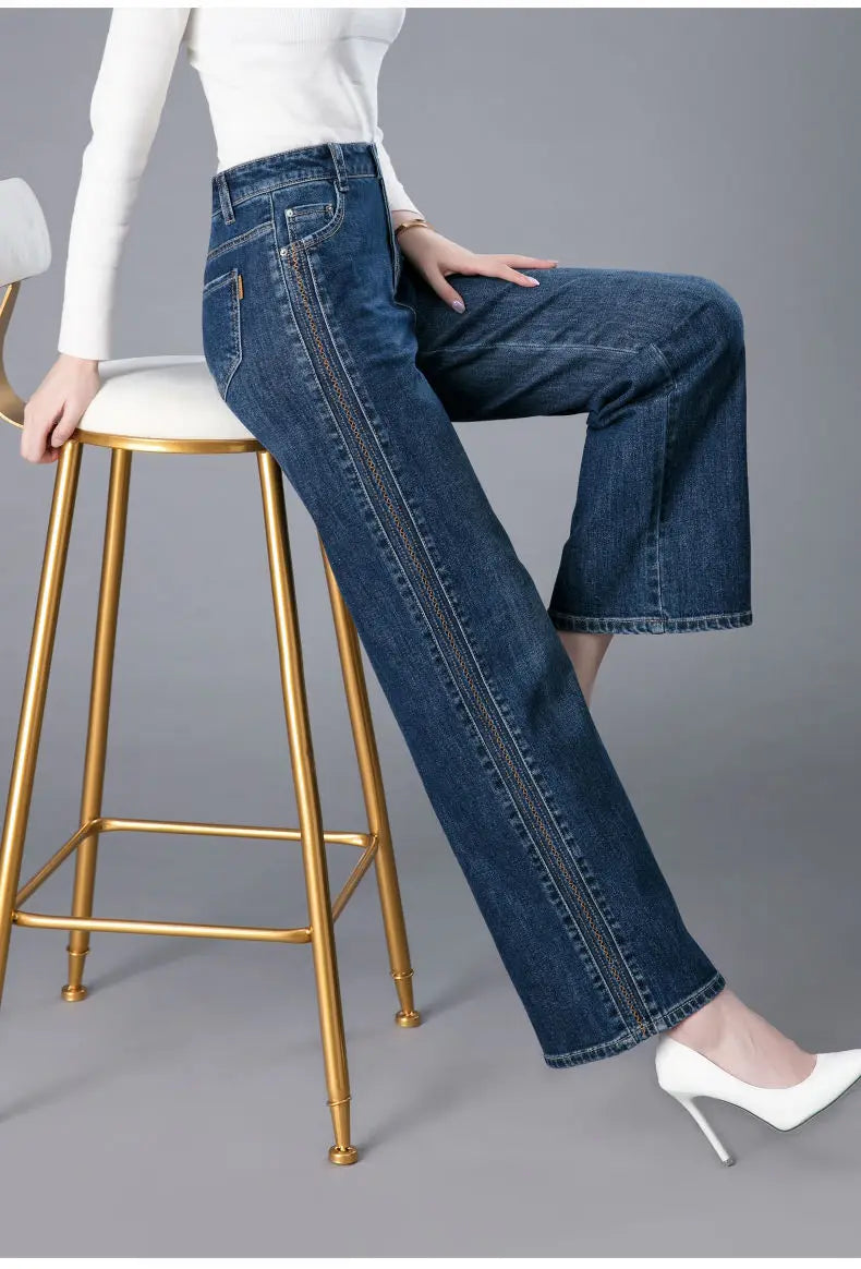 High Waist Stretch Straight Jeans Korean Fashion Streetwear Y2k Jean Women New Trousers Style Women's Clothes 2024 Reviews Many