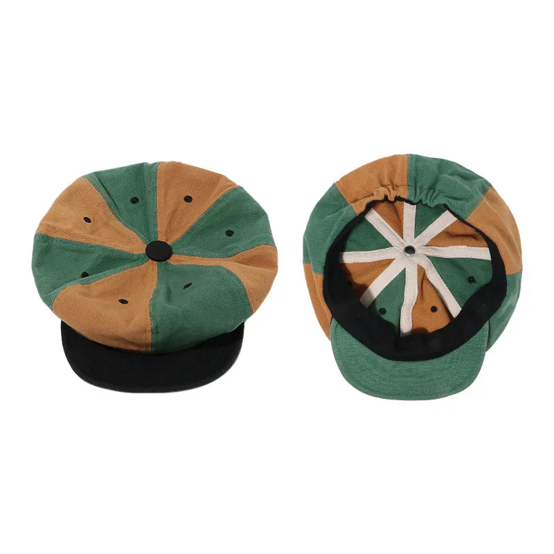 Unisex 8-Panel Cotton Newsboy Caps - Stylish Octagonal Beret Hats for Men and Women