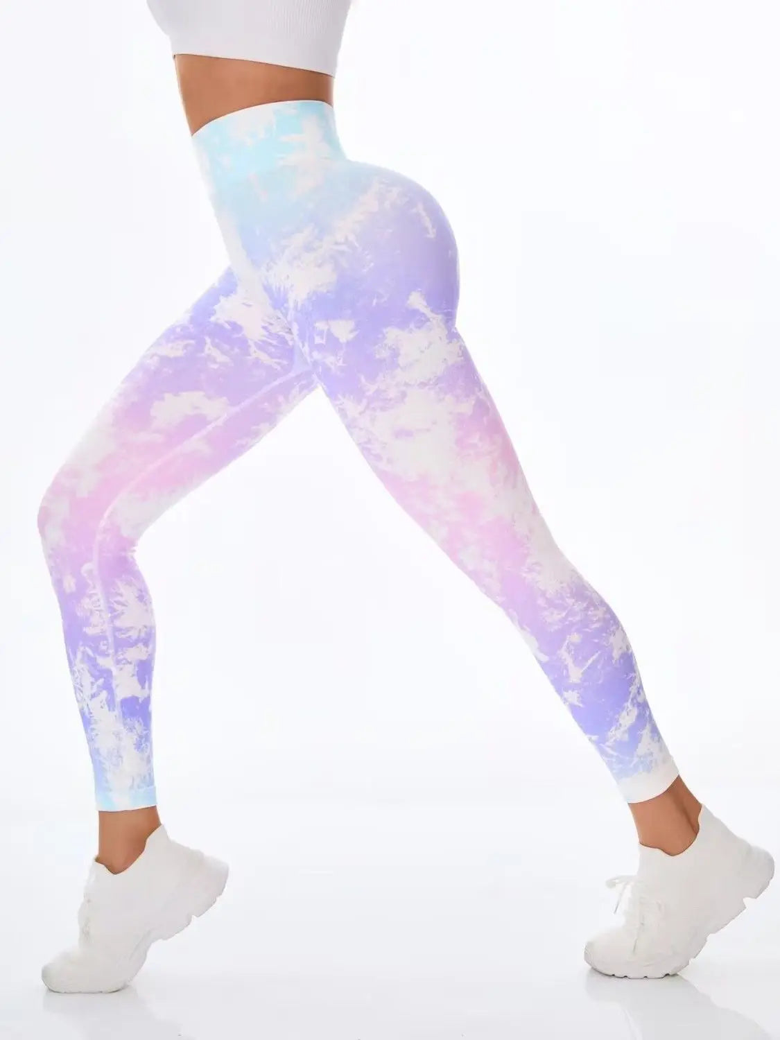 2024 Peach Hip Seamless High-Waisted Multi-Color Printed Yoga Leggings for Women - Sports Running Tights