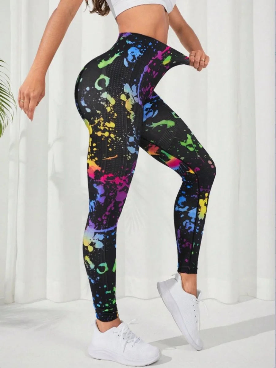 Women's High Waist 3D Printed Seamless Yoga Leggings - Push Up Booty Workout Pants for Fitness and Gym