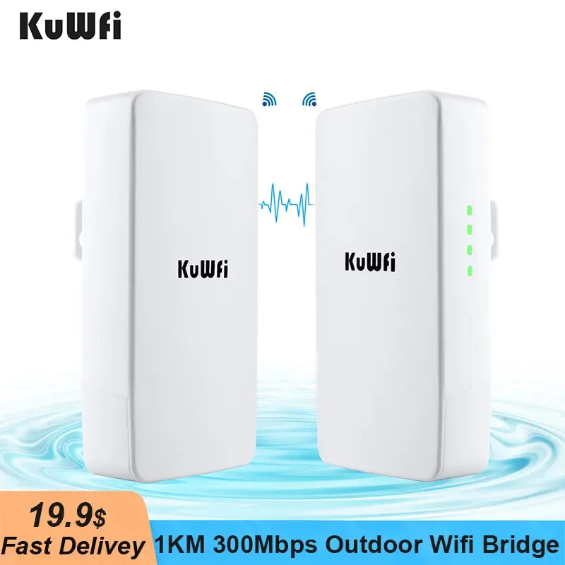 KuWFi Long-Range Outdoor Wi-Fi Extender – Signal Boosting Up to 1KM!