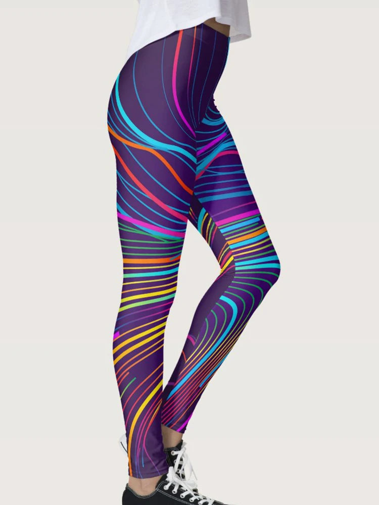 Women's High-Waisted Digital Print Fitness Leggings for Active Lifestyle