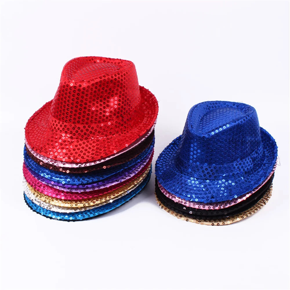 2024 Unisex Sequin Jazz Hat for Parties, Dances, and Celebrations - Dazzling Cowboy Cap with Adjustable Fit