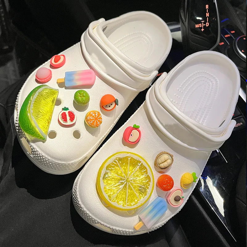 Cute 2024 Lemon-Themed Shoe Charms for JIBS Clogs - Fun DIY Accessories for Kids and Adults