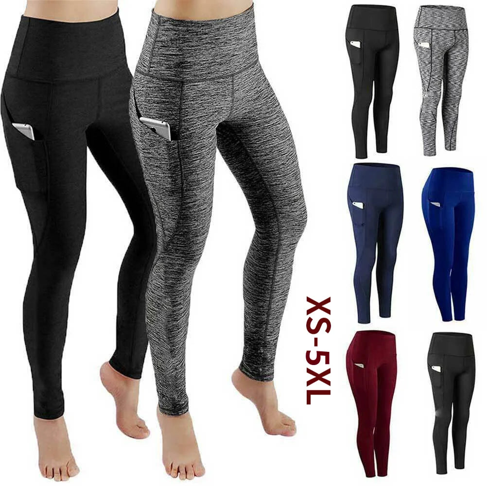 Stylish Women's High-Waisted Skinny Leggings with Pockets for Gym, Running, and Yoga