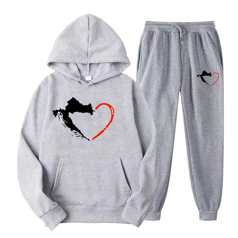 Chic Women's Hooded Sweatshirt and Sweatpants Set for Autumn-Winter Comfort