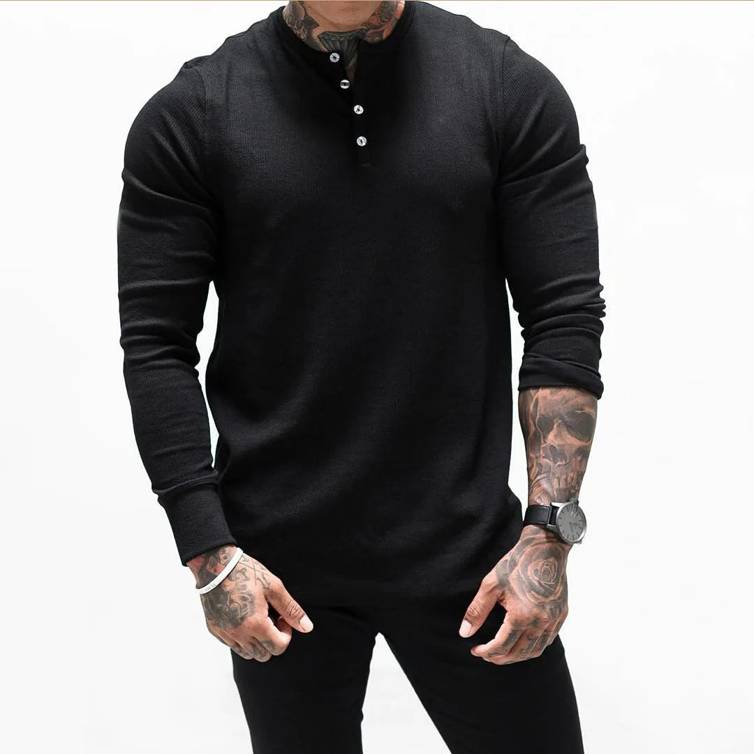 Stylish Slim Fit Long Sleeve Polo T-Shirt for Men - Premium Casual Top for Gym and Daily Activities