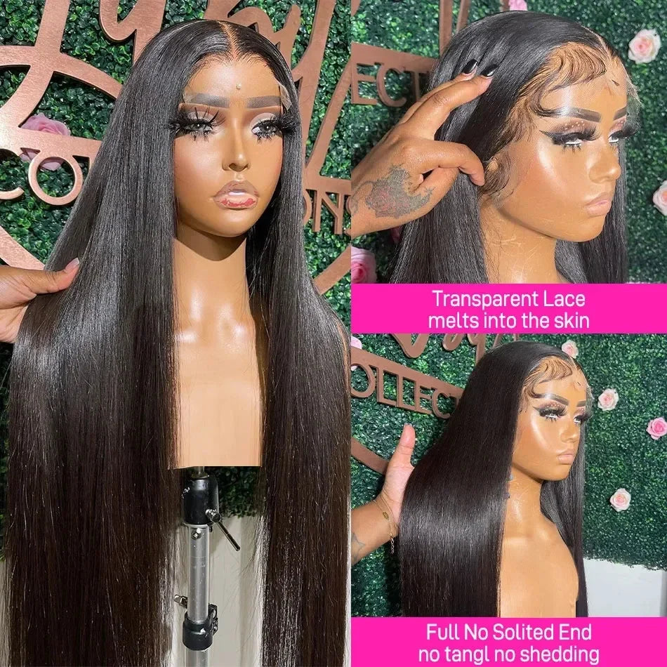 Premium 13x4 & 13x6 HD Straight Lace Frontal Wigs - 30 to 40 Inch Brazilian Human Hair for Women