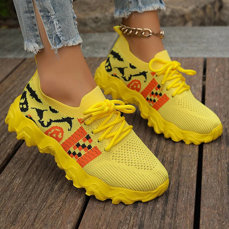 Vibrant Multi-Color Lace-Up Women's Thick Platform Sneakers for Ultimate Comfort and Style