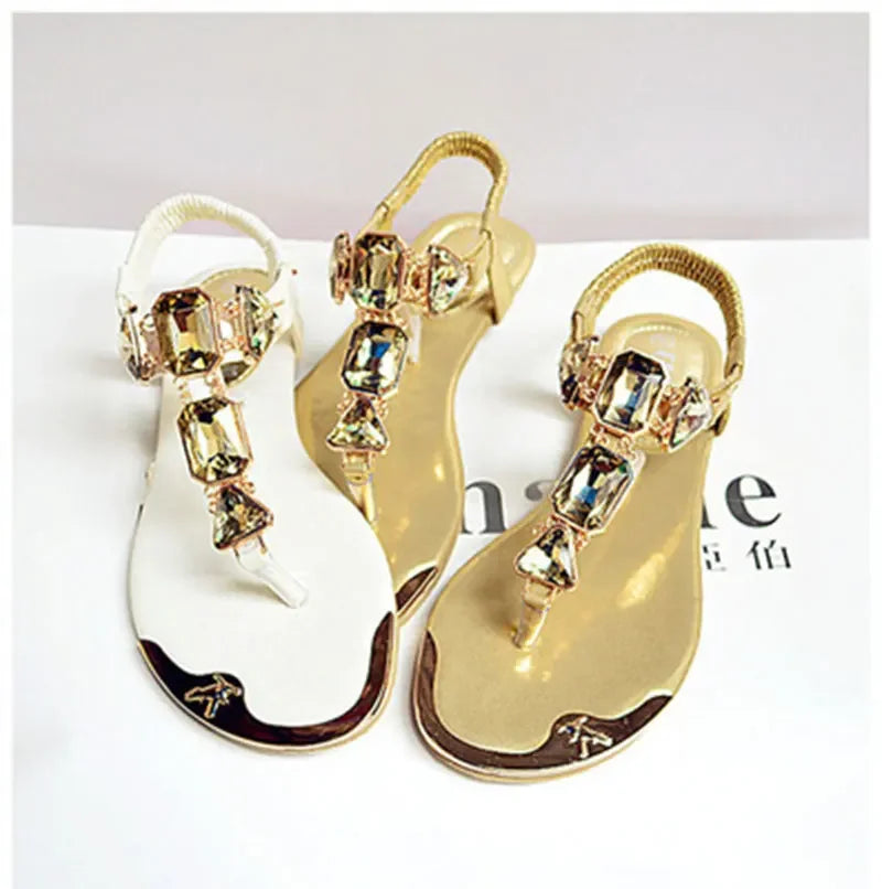 Rhinestone-Embellished Casual Flip Flops for Women - Summer Beach Sandals 2020