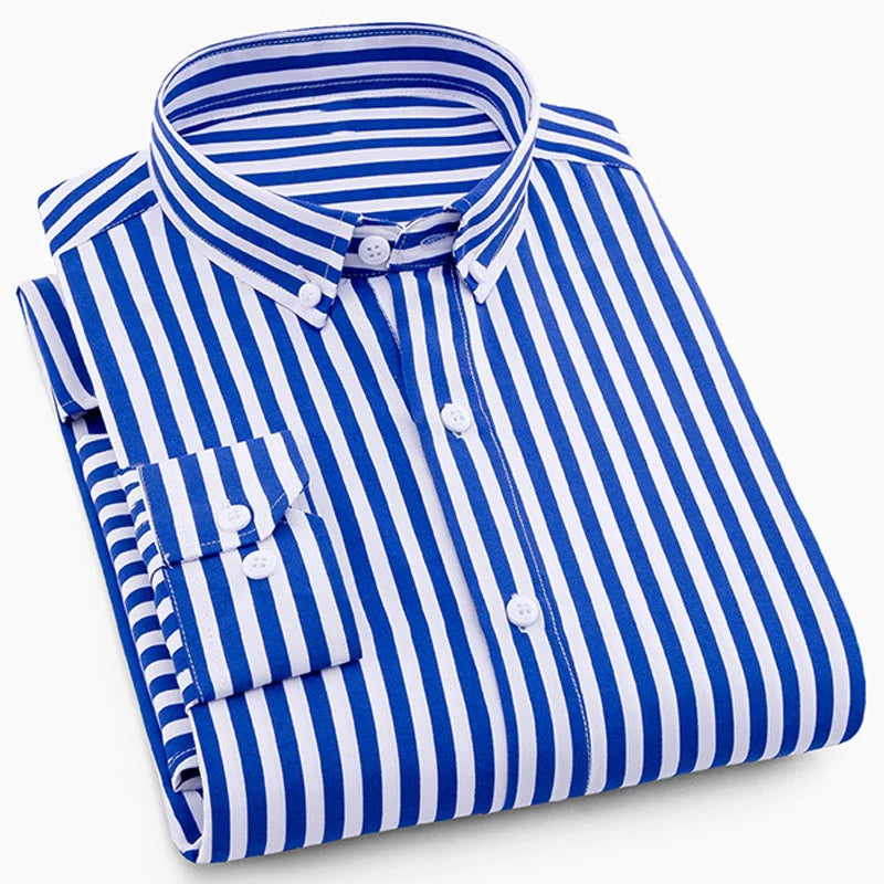 Premium Striped Long Sleeve Formal Shirt for Big and Tall Men - Spring/Summer Collection