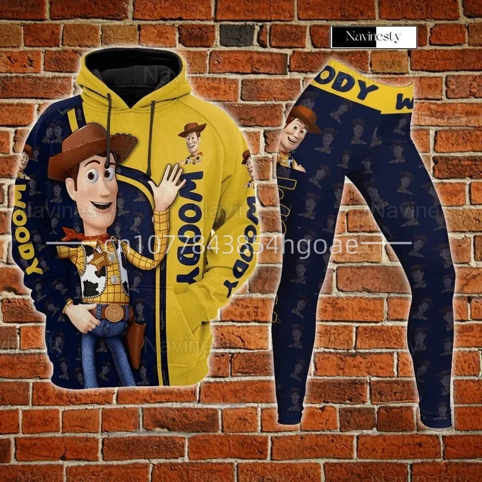 Customizable Disney-Inspired Women's Hoodie and Legging Set for Yoga and Sports Fashion 2024