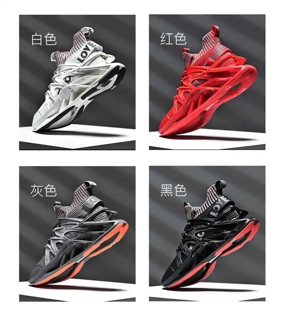 Vibrant Orange Casual Sneakers for Men - Multi-colored Round Nose Shoes for Sports and Cosplay