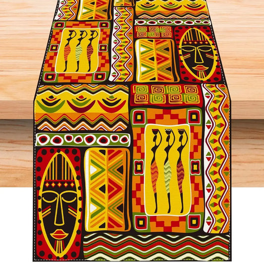 Ethnic Bohemian African Totems Linen Table Runners Dresser Scarves Table Decor Farmhouse Dining Table Runners Party Decorations