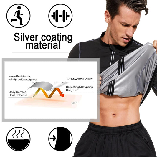 Men's SEXYWG Sauna Fitness Set - Sweat Jacket and Pants for Enhanced Weight Loss and Workout Performance