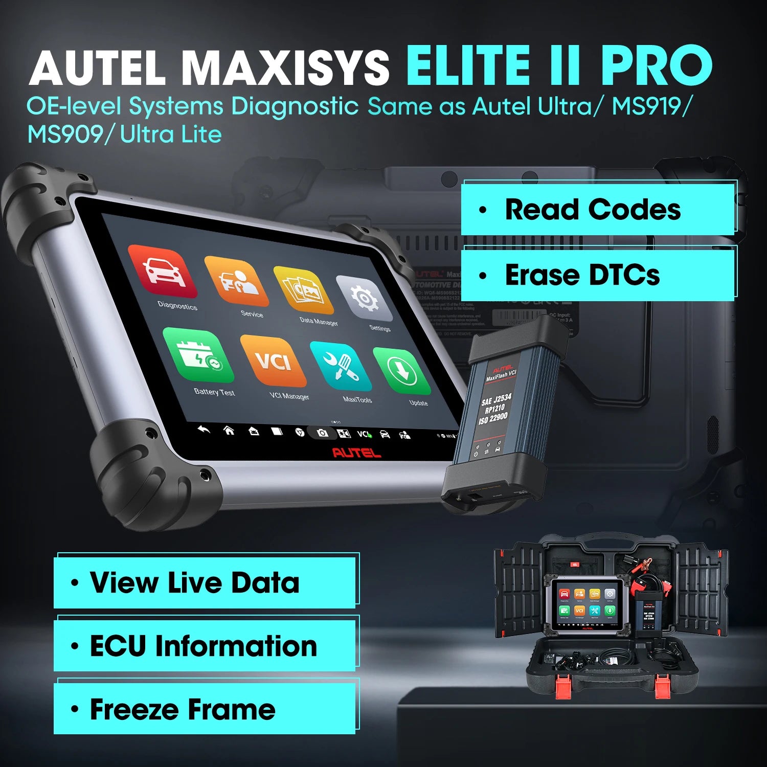 Autel MaxiSys Elite II PRO High-Performance Automotive Diagnostic & Programming Tool with 38+ Reset Functions, Bi-Directional Testing, and Multi-Language Accessibility