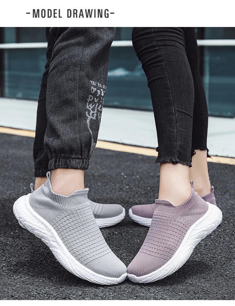 Elegant Women's Lightweight Slip-On Sneakers for Walking and Running