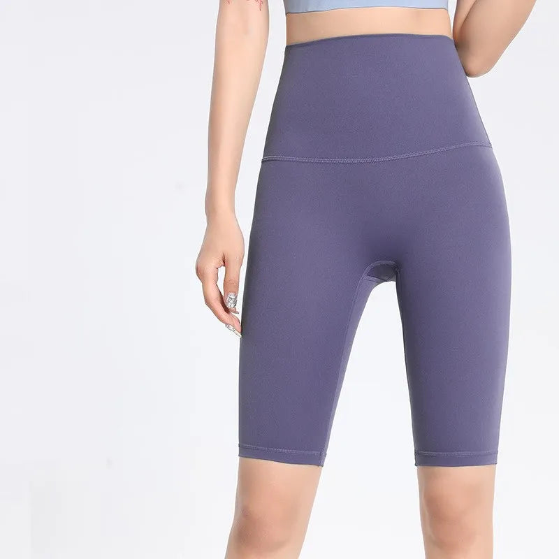 Women's High-Waisted Five Point Leggings – Sculpting Cycling & Yoga Shorts for Fitness and Running