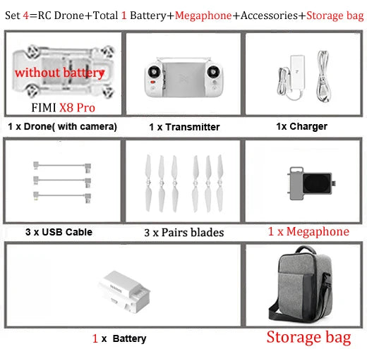 FIMI X8 Pro 4K HD Camera Drone with 3-Axis Gimbal and Smart Obstacle Avoidance for Aerial Photography