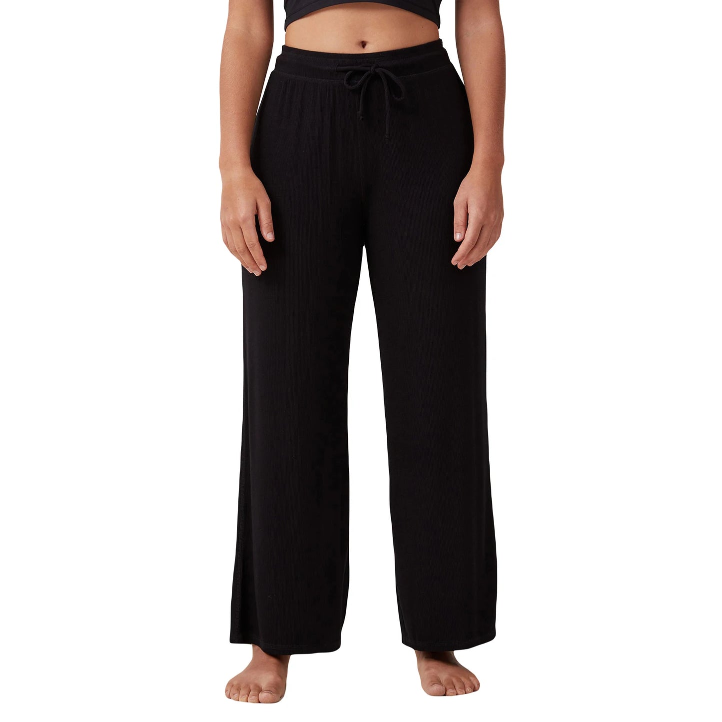 High-Waisted Wide-Leg Women's Lounge Pants - Comfy Casual Pajama Bottoms with Drawstring