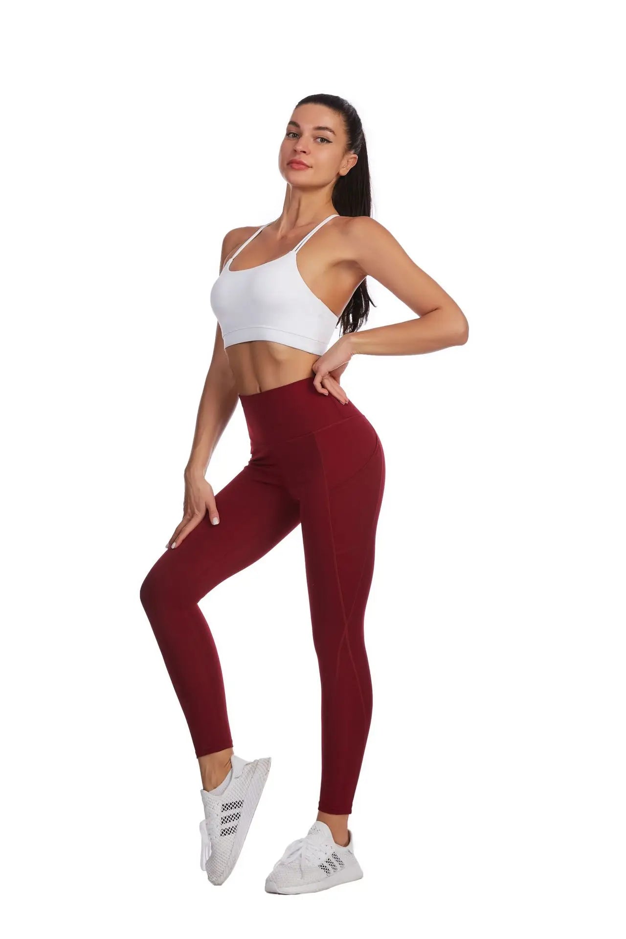 Stylish Women's High-Waisted Skinny Leggings with Pockets for Gym, Running, and Yoga