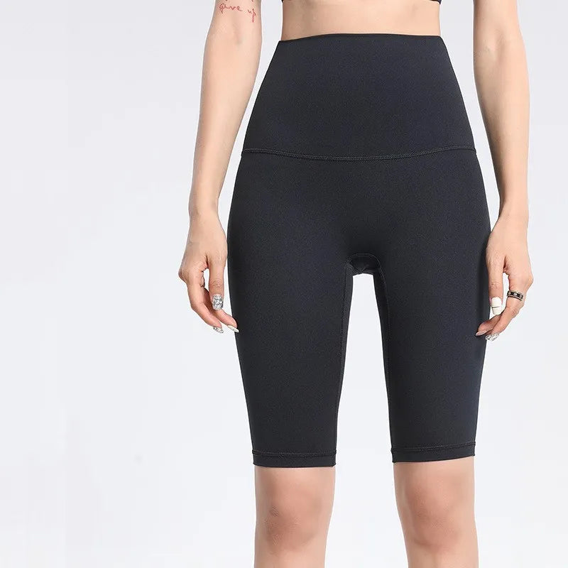 Women's High-Waisted Five Point Leggings – Sculpting Cycling & Yoga Shorts for Fitness and Running