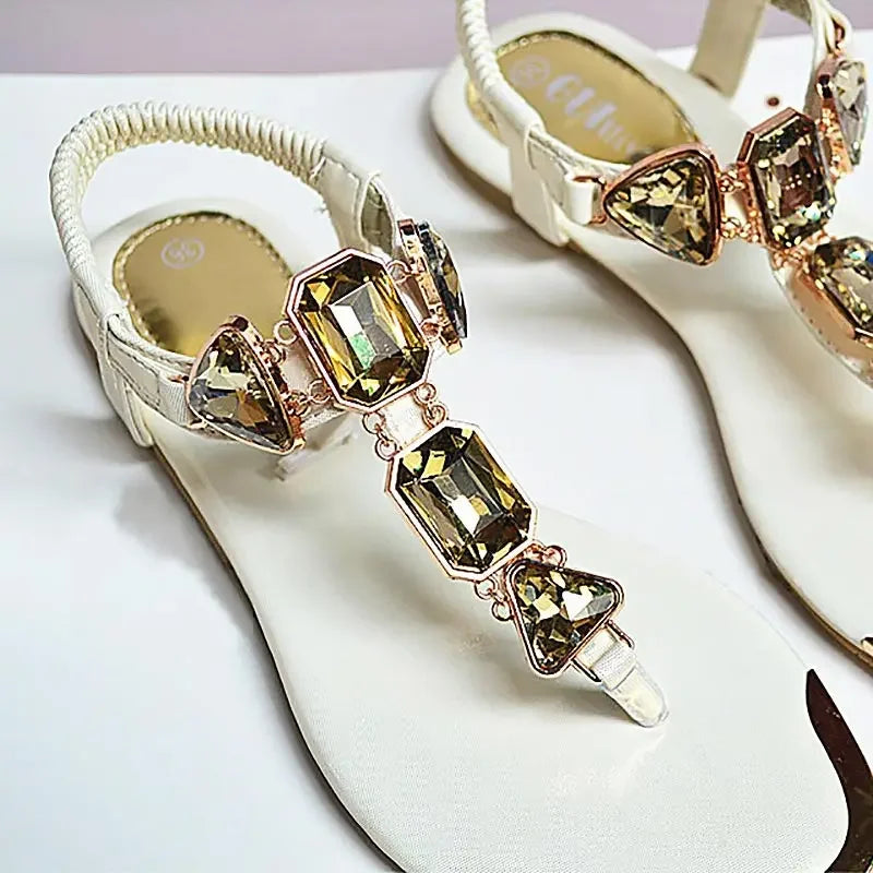 Rhinestone-Embellished Casual Flip Flops for Women - Summer Beach Sandals 2020