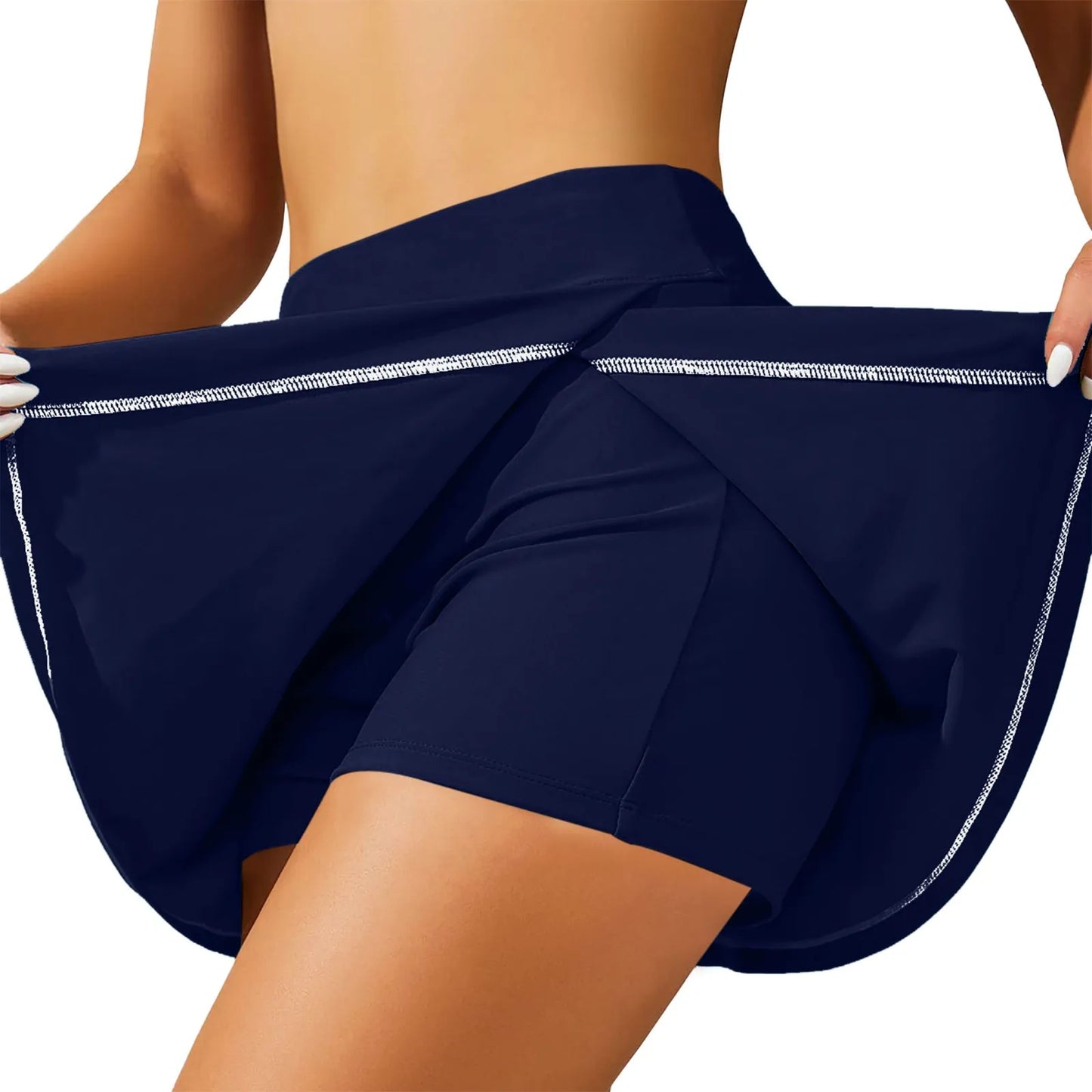 High-Waisted Women's Swim Skirt with Built-In Shorts - Stylish Split Bikini Bottoms for Summer Swimming