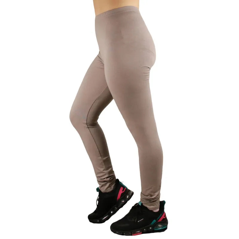 Plus Size Women's Cotton Leggings - Basic Tight Fit Pants in Grey (5XL, 4XL, 3XL, 2XL, XL)