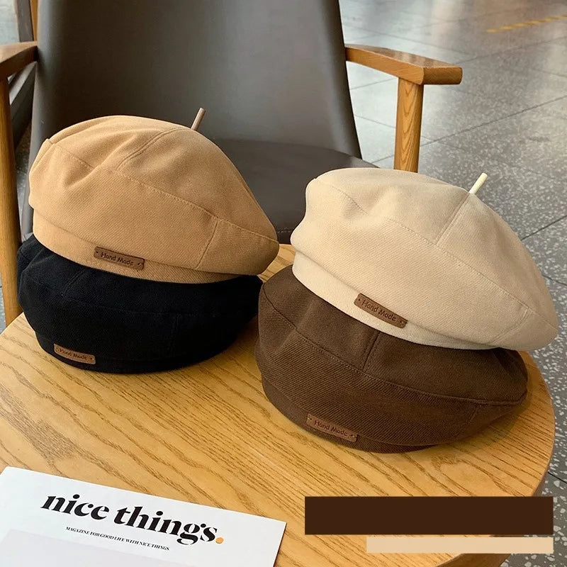 Unisex Retro Woolen Beret Hat for Autumn Winter 2023 - British Style Painter Cap in Classic Colors