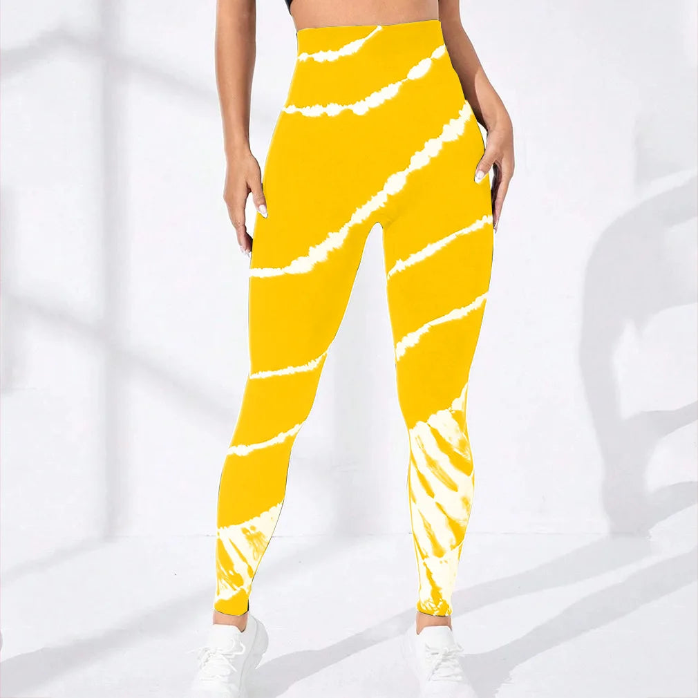 High-Waisted Striped Tie Dye Fitness Leggings with Seamless Butt Lift Design for Ultimate Comfort and Performance