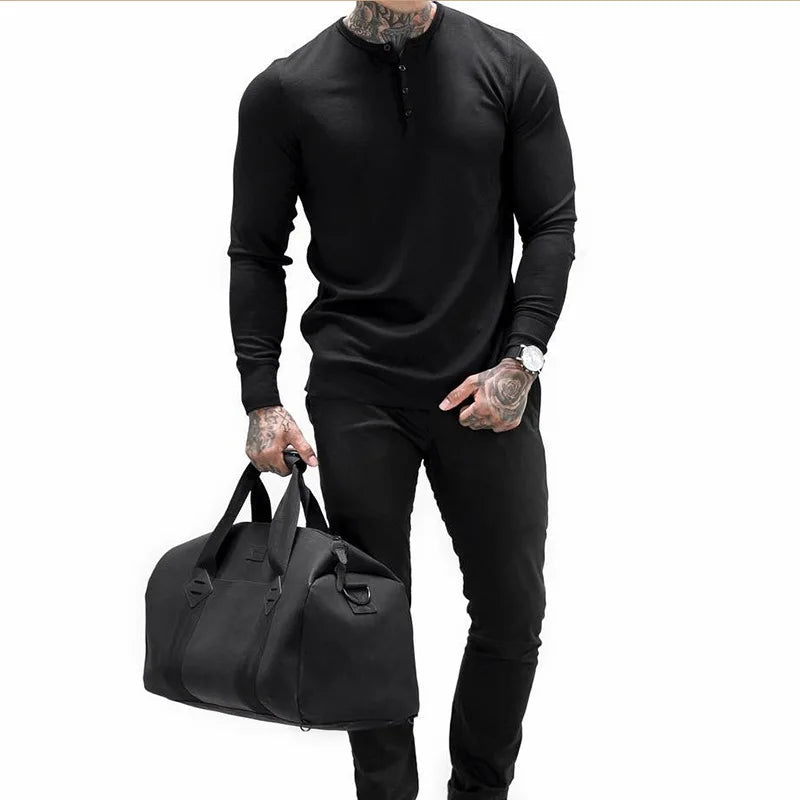 Stylish Slim Fit Long Sleeve Polo T-Shirt for Men - Premium Casual Top for Gym and Daily Activities