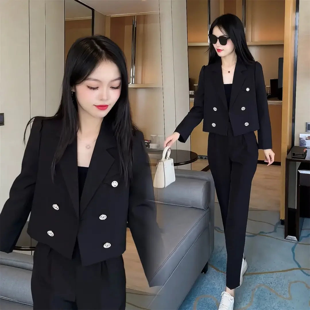 Baggy Blazer and Pant Sets for Women 2 Pieces Office Spring Autumn Suits Trousers Woman Wear To Work Professional Casual Elegant