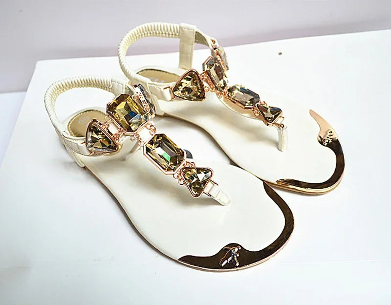 Rhinestone-Embellished Casual Flip Flops for Women - Summer Beach Sandals 2020