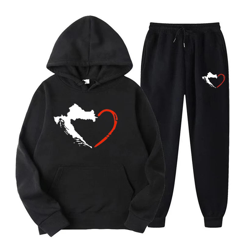 Chic Women's Hooded Sweatshirt and Sweatpants Set for Autumn-Winter Comfort