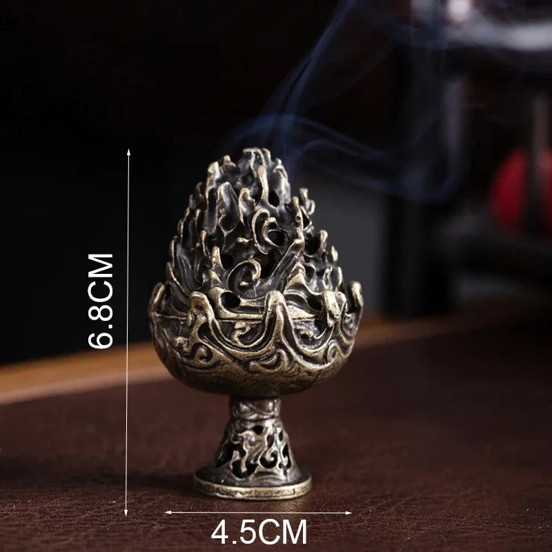 Alloy Incense Burner Stick Holder Plate - Buddhism Lotus Censer, Bronze Nasturtium Incense Burner with Dragon Design for Home Decor