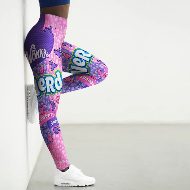 Fun & Flirty 3D Snack Print Leggings for Women - Seamless Yoga & Gym Tights