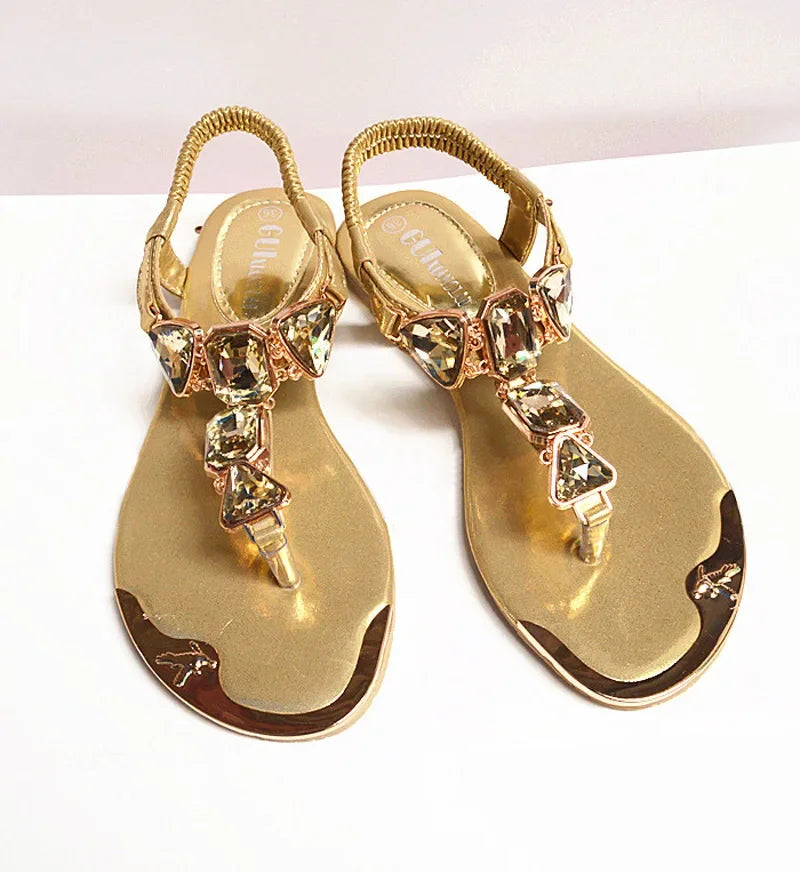 Rhinestone-Embellished Casual Flip Flops for Women - Summer Beach Sandals 2020