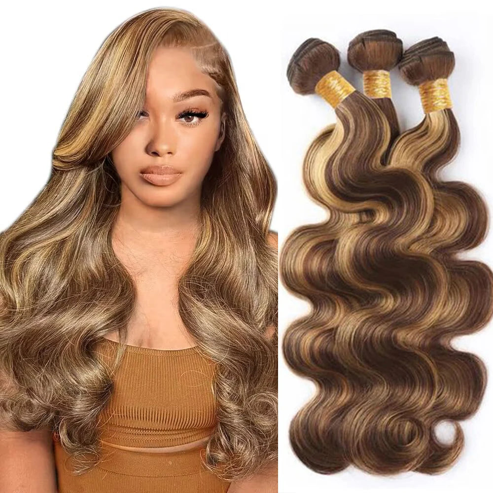 P4/27 Ombre Blonde Body Wave Brazilian Human Hair Bundles for Effortless Elegance