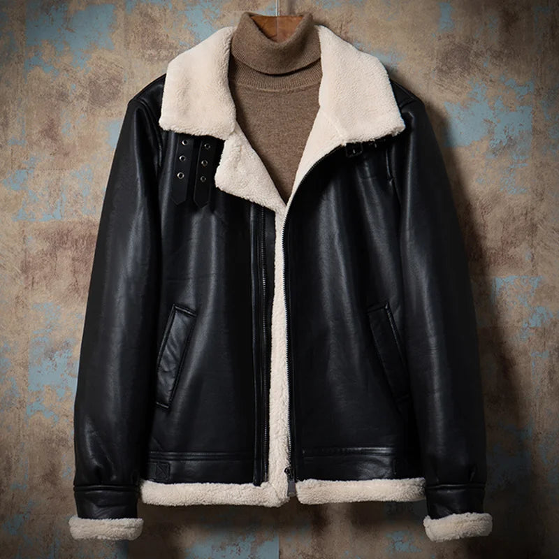 Luxury Men's 2023 Faux Fur Leather Winter Jacket - Big and Tall Stylish Warm Outerwear