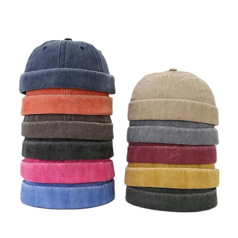 Unisex Four Seasons Cotton Docker Beanie Cap - Stylish Brimless Hat for Men and Women