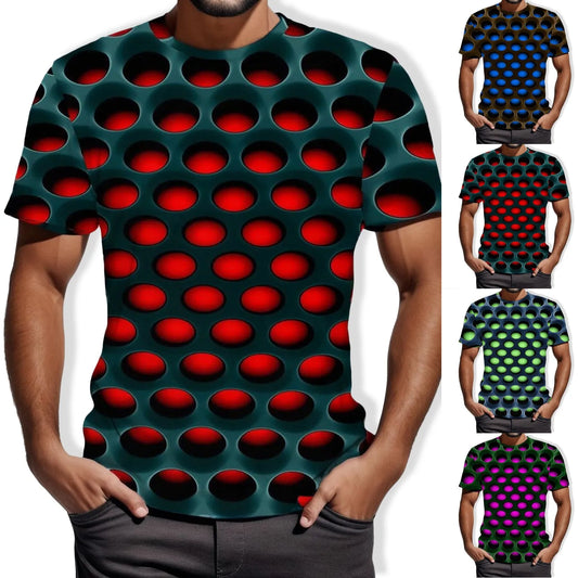 Men's 3D Printed Comfort Shirt with Summer Sleeves - Big and Tall Stylish Silk Dress Shirt