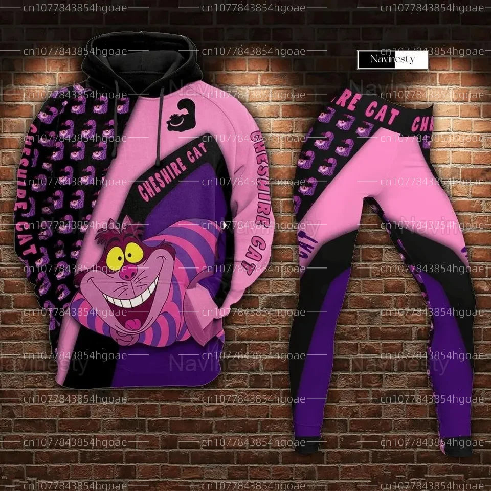 Customizable Disney-Inspired Women's Hoodie and Legging Set for Yoga and Sports Fashion 2024