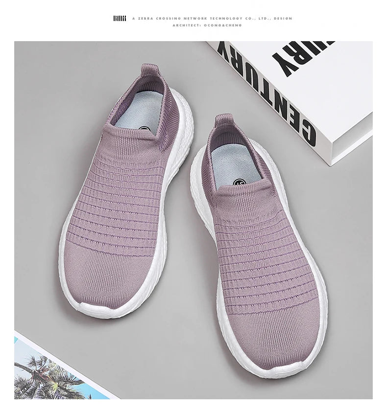 Elegant Women's Lightweight Slip-On Sneakers for Walking and Running