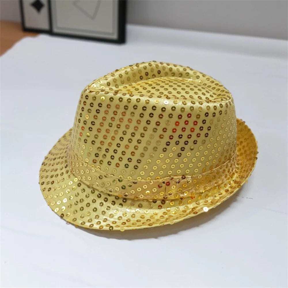 2024 Unisex Sequin Jazz Hat for Parties, Dances, and Celebrations - Dazzling Cowboy Cap with Adjustable Fit