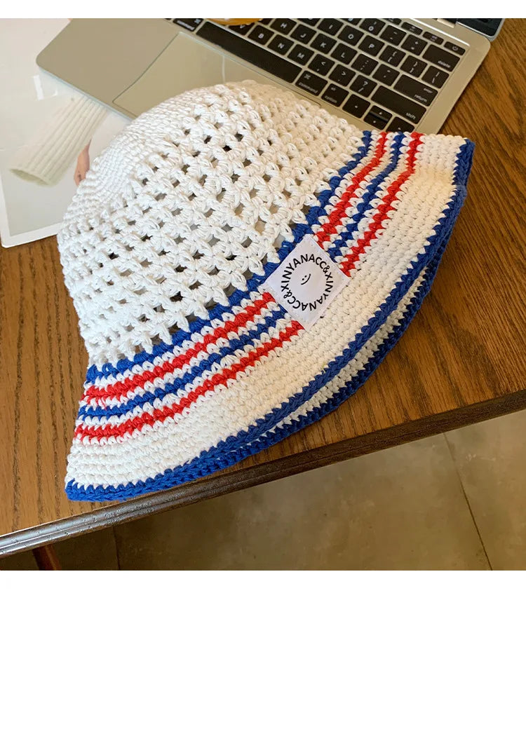 Stylish Handcrafted Crochet Bucket Hats for Women - Trendy Striped Fisherman Caps for Summer Adventures