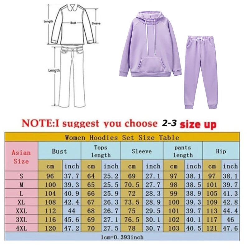 Queen Printing Womens Outfits Fashion Trend Hooded Sweatshirt Suit Casual Jogging Clothing Autumn Winter Hot Sales Pants Set