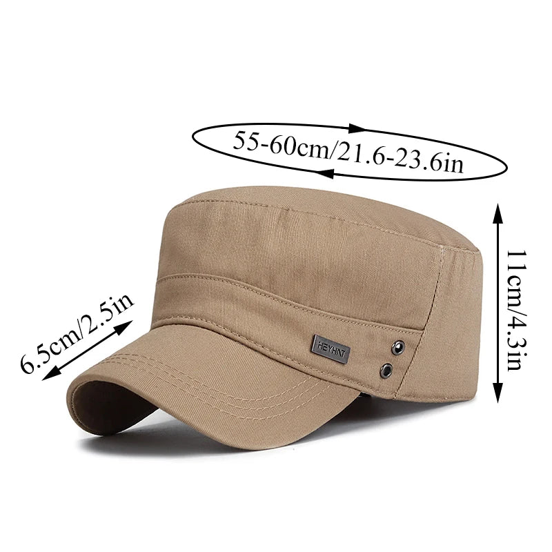 Unisex Vintage Cotton Snapback Cap - Adjustable Flat Top Hat for Outdoor Activities